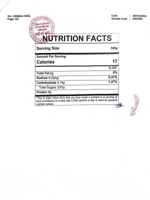 NUTRITION FACTS - THÔNG TIN DINH DƯỠNG | Nước Nha Đam Chanh Dây