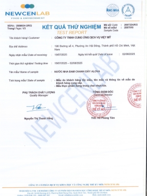 KẾT QUẢ THỬ NGHIỆM | Nước Nha Đam Chanh Dây Alova