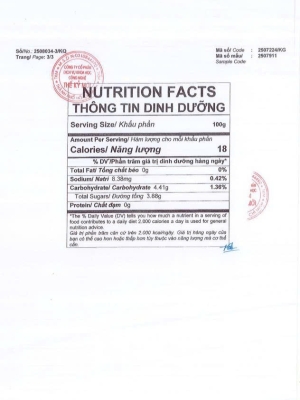  NUTRITION FACTS - THÔNG TIN DINH DƯỠNG | Nước Nha Đam Dâu Tằm Alova